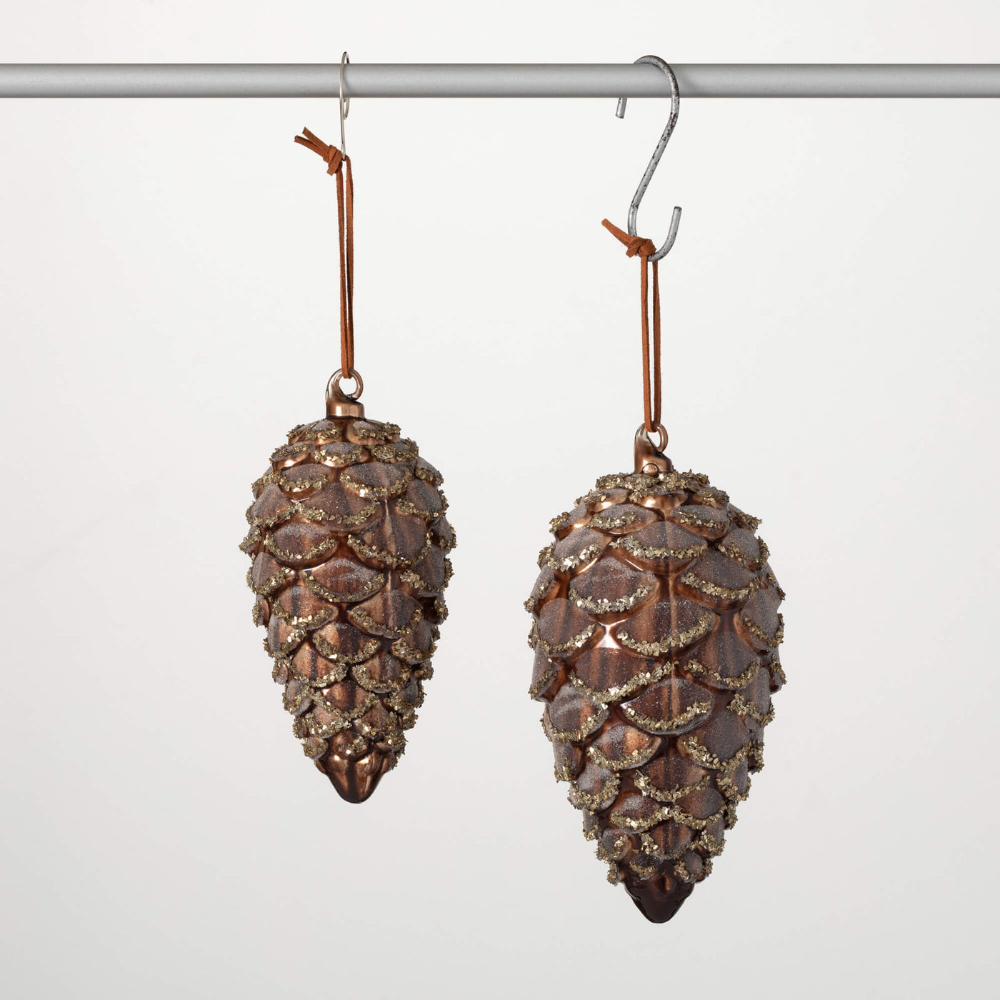 Large Glass Pinecone Ornament Set