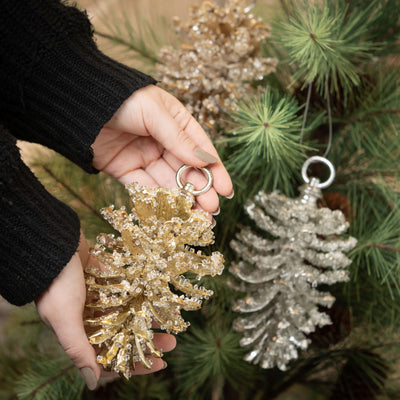 Glittered Pinecone Ornament - Choose Color