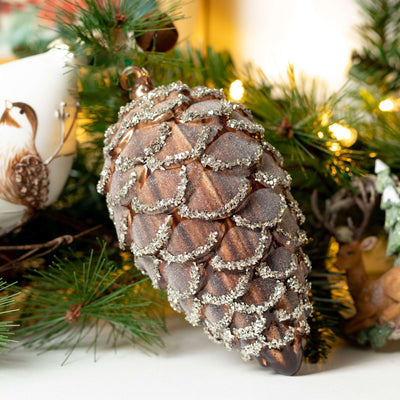 Large Glass Pinecone Ornament Set