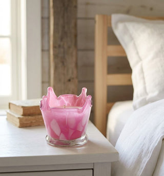 Pink Crown Glass Candle - Pomegranate Scent