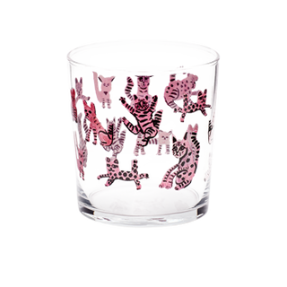 Ben Lenovitz Pink Cats Lowball Glass