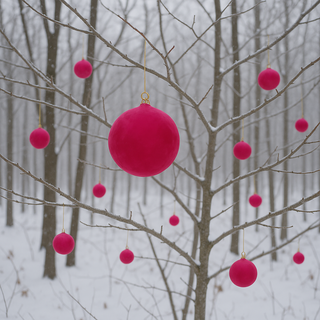 Cody Foster Crushed Velvet Hot Pink Glass Christmas Ball - Choose Size