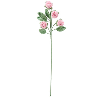 19" Handmade Pink Crocheted Rose Stem