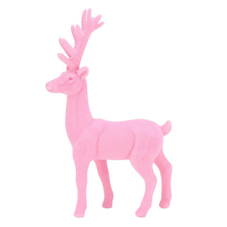 11.5" Flocked Reindeer - Choose Red or Pink