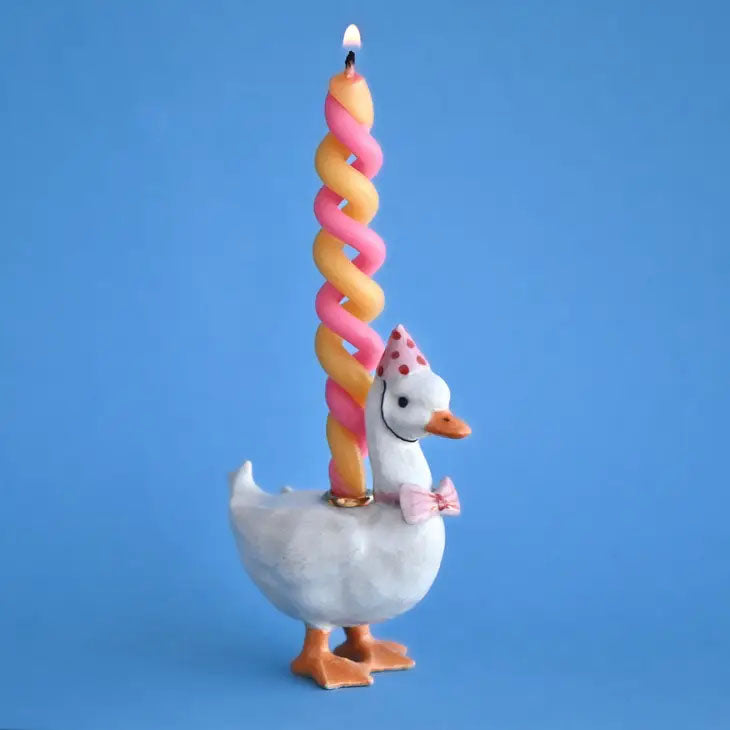 Porcelain Goose Heirloom Birthday Cake Topper - Pink
