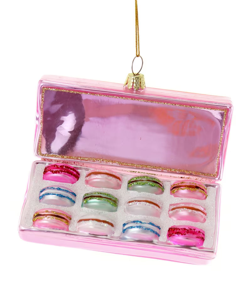 Cody Foster Glass Box of Macarons Ornament - Pink Box