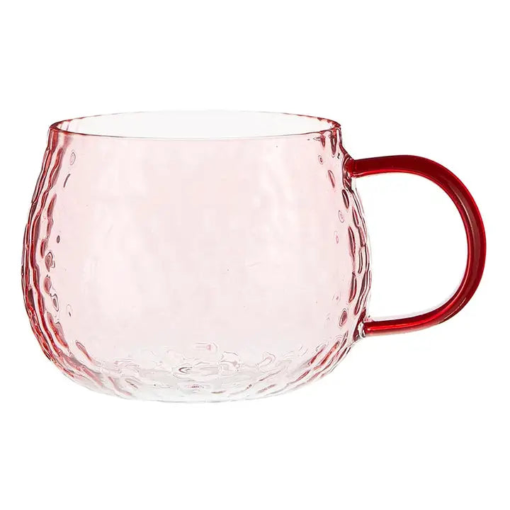 Hammered Pink Glass Mug