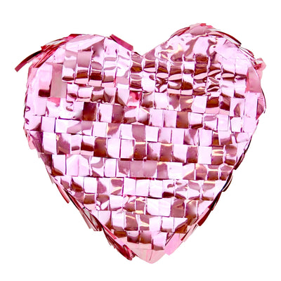 Refillable Mini 4" Metallic Fringe Heart Tabletop Piñata with Prizes  - Choose Color