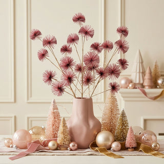 31.5" Pink Tinsel Ball Stem