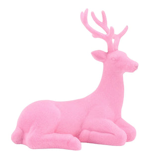 Sitting Flocked Reindeer - Choose Red or Pink