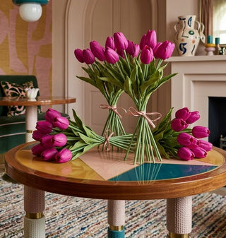 12 Piece Real Touch Tulips Bundle - Rose Fuchsia