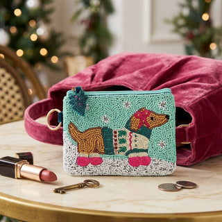 Handcrafted Beaded Dashing Dachshund Pouch
