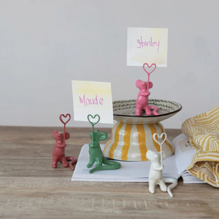 Enameled Cast Iron Mouse Place Card Photo Holder - Choose From 4 Colors