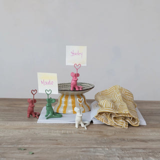 Enameled Cast Iron Mouse Place Card Photo Holder - Choose From 4 Colors