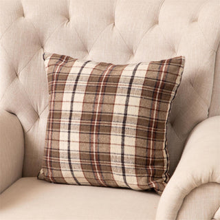 18" Brown Plaids Reversible Pillow