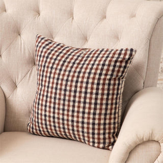18" Brown Plaids Reversible Pillow
