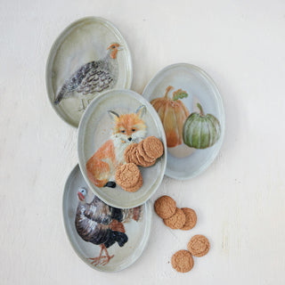 Hand-Painted Autumn Woodland Stoneware Platter - Choose Style