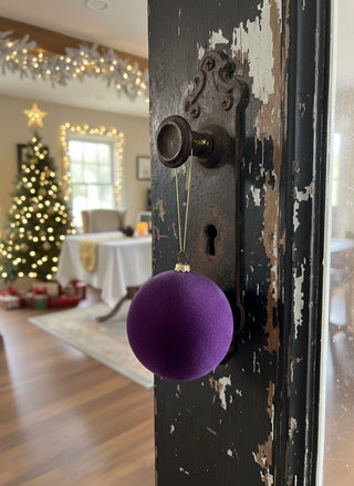 Cody Foster 4" Crushed Velvet Glass Christmas Ball - Orchid
