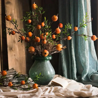 36" Artificial Fruit Yellow Orange Pomegranate Fruit Stem