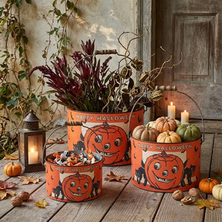 Vintage Style Happy Halloween Bucket - Choose Size