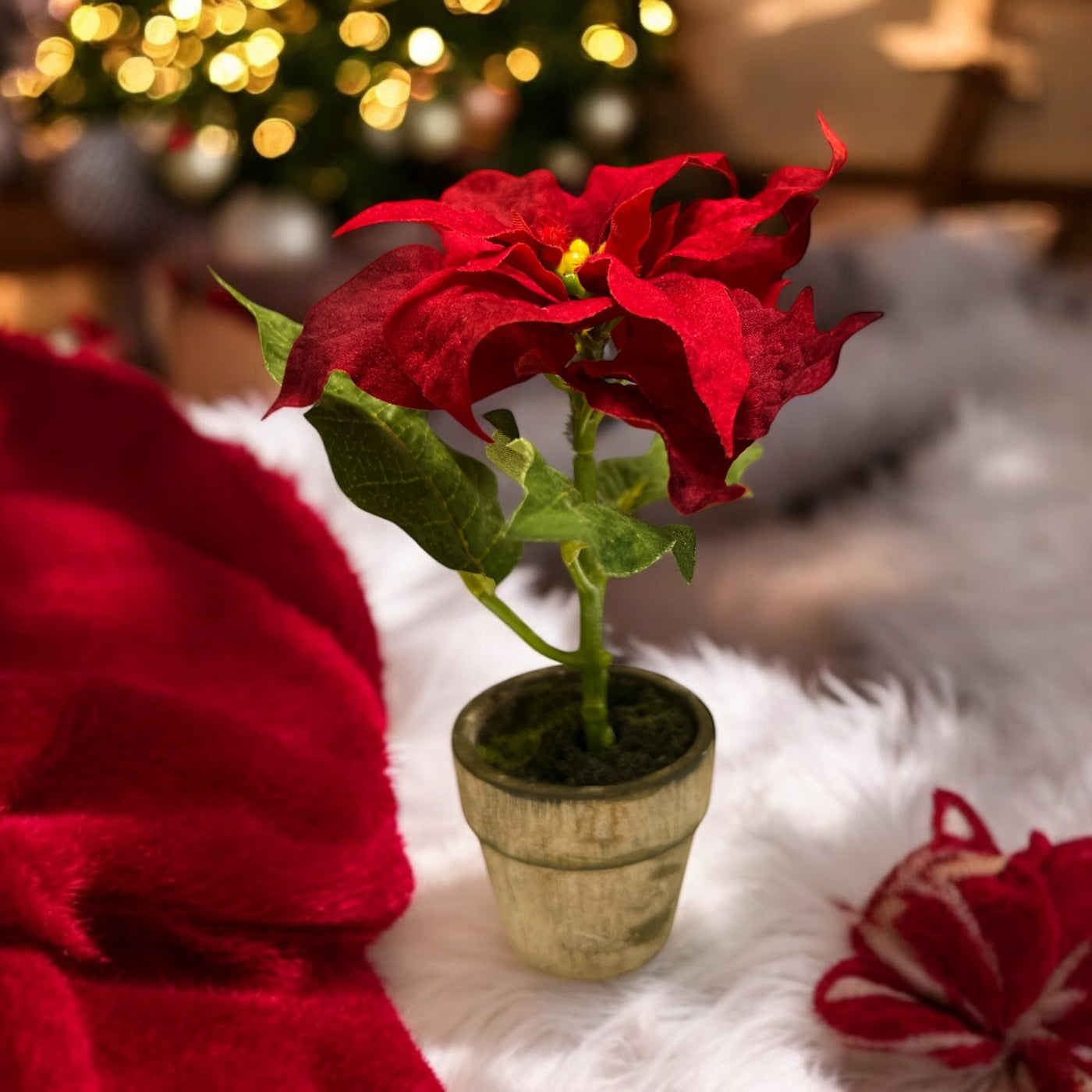 Potted Faux Poinsettia