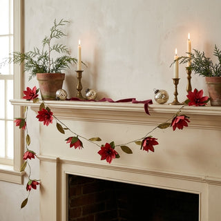 Handmade Paper Poinsettia Garland