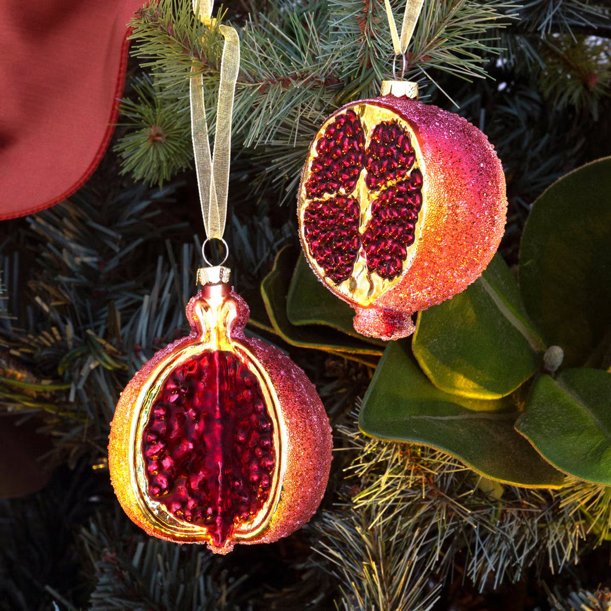 Beaded Glass Pomegranate Ornaments - Choose Style