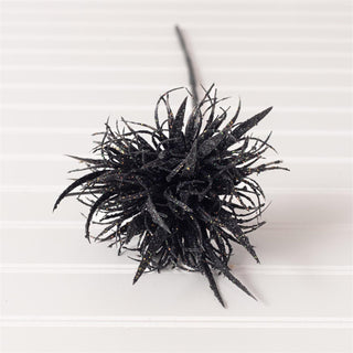 20" Halloween Black Pom Pom Grass With Glitter Stem