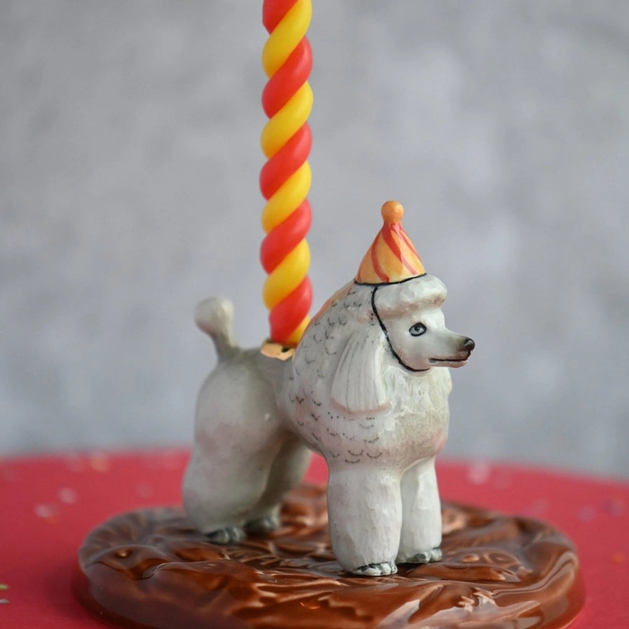 Porcelain Poodle Heirloom Birthday Cake Topper