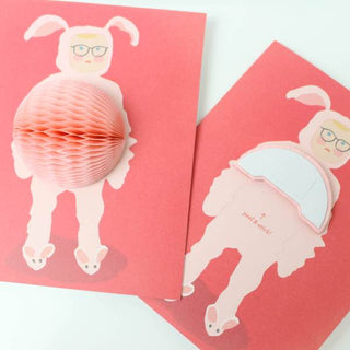 Pop Up Bunny Suit Holiday Card - Blank Inside