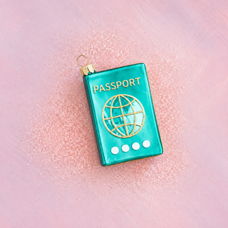 Glitterville Fancy Flier Passport Glass Ornament - Choose Color