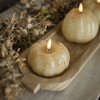 3" 3D Flame Pumpkin Candle - Cream