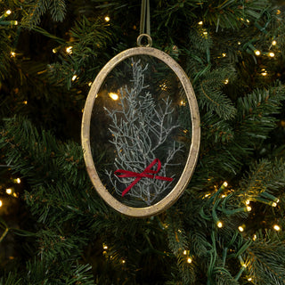 Oval Pressed Holiday Floral Ornament