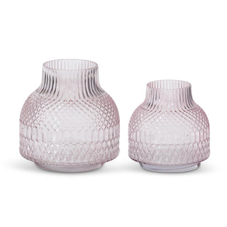 Vintage Style Pressed Pink Glass Vase - Choose Size
