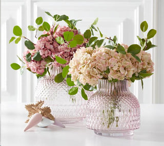 Vintage Style Pressed Pink Glass Vase - Choose Size