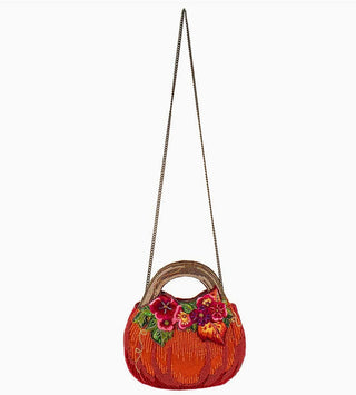 Mary Frances Harvest Garden Pumpkin and Floral Top Handle Bag