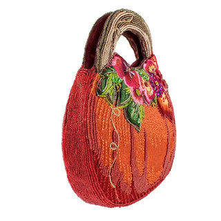 Mary Frances Harvest Garden Pumpkin and Floral Top Handle Bag