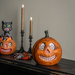 Paper Mache Smiley Jack-O-Lantern Candy Container