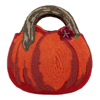Mary Frances Harvest Garden Pumpkin and Floral Top Handle Bag