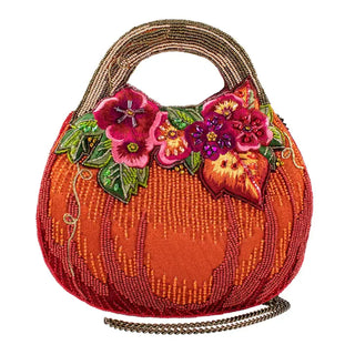 Mary Frances Harvest Garden Pumpkin and Floral Top Handle Bag