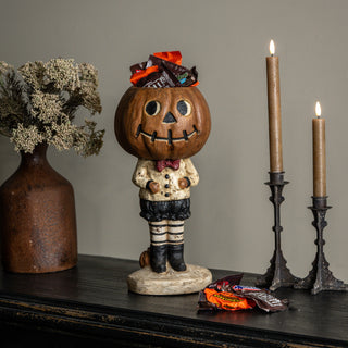 Vintage Style Paper Mache Pumpkin Boy Candy Dish