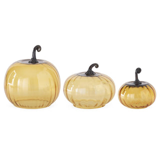 Amber Glass Pumpkin Cloche - Choose Size