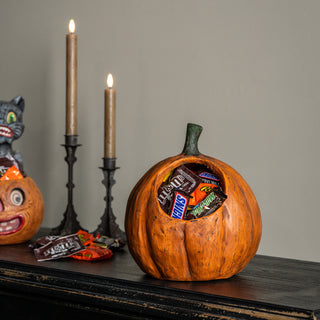 Paper Mache Smiley Jack-O-Lantern Candy Container