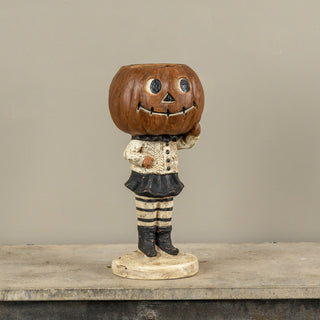Vintage Style Paper Mache Pumpkin Girl Candy Dish