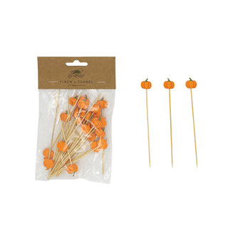 Pumpkin-Shaped Bamboo Party Picks – Set of 50