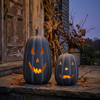 Black Terracotta Jack-O-Lanterns - Choose Size