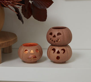 Stackable Grinning Pumpkin Votive Set