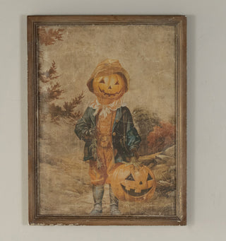 24.5" Weathered Framed Pumpkin Boy Print
