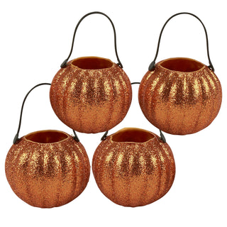 Set of 4 Sparkly Jack Pumpkin Buckets