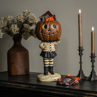 Vintage Style Paper Mache Pumpkin Girl Candy Dish